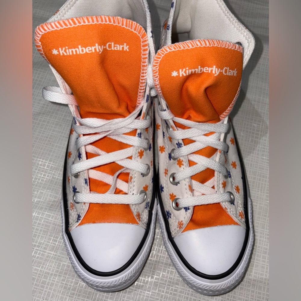 Converse All Star Chuck Taylor New Women’s Sz 8 Orange Blue High-Top Sneakers - Picture 3 of 7